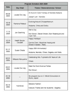 2024-2025 I.I. Program Schedule